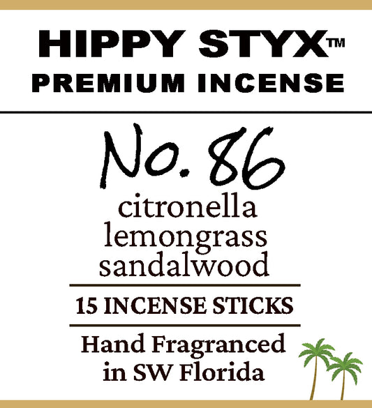 Fragrance No. 86 Hippy Styx™ Incense | Citronella + Lemongrass