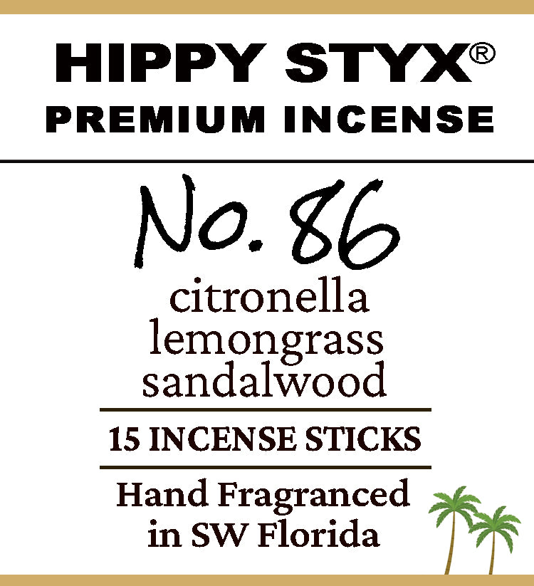 Fragrance No. 86 Hippy Styx Incense | Citronella + Lemongrass